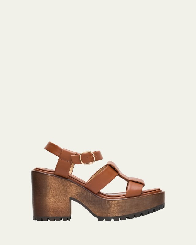 Hera Leather Platform Block-Heel Sandals